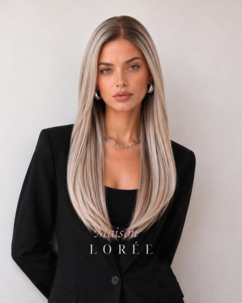 Perruque Lace Front Blond Glacé Doux 22 Pouces